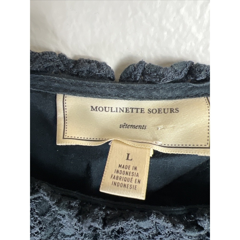 Anthropologie Moulinette Soeurs Womens Top Sz L Messina Lace Puff Sleeved Blouse - Picture 4 of 15
